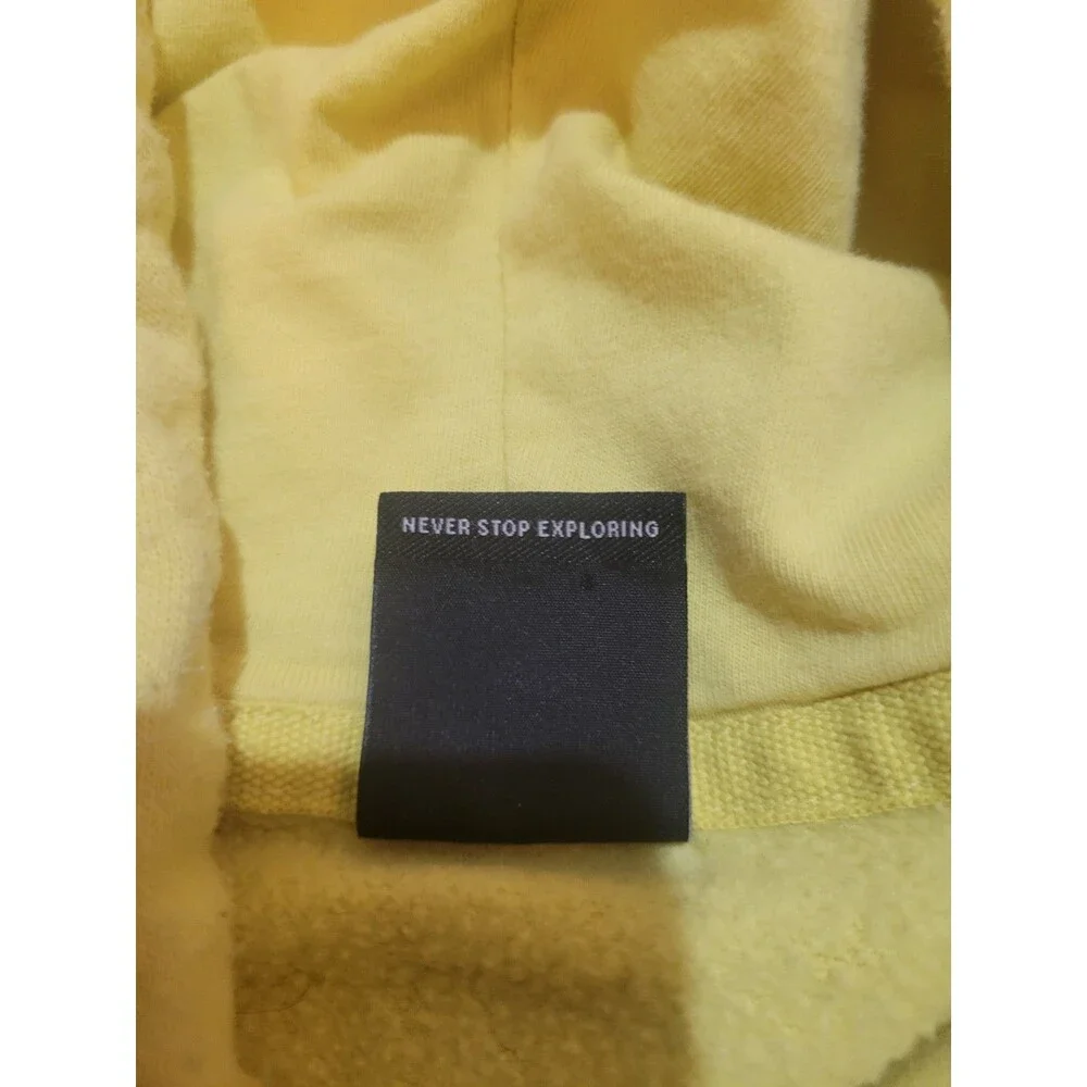 The North Face Hoodie Men's Size M Yellow Logo L/S Outdoors Hiking Sweatshirt